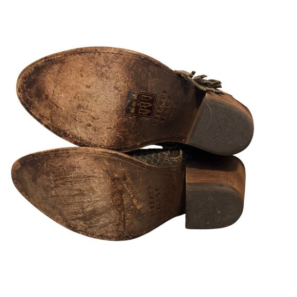 Liberty Black Python Verde leather fringe ankle boots - Picture 7 of 11